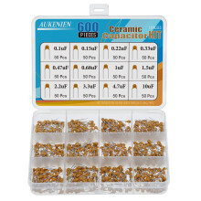 AUKENIEN 12 Values 600pcs Ceramic Capacitor Assortment Kit 100nF 0.1uF 0.15uF 0.22uF 0.33uF 0.47uF 0.68uF 1uF 1.5uF 2.2uF 3.3uF 4.7uF 10uF NF UF Mult