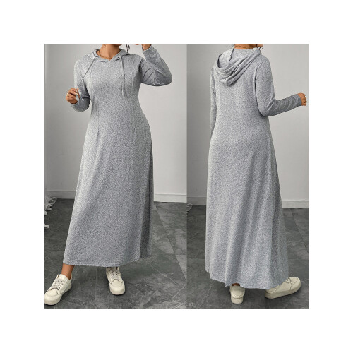 (XXXXL, Gray) Γυναικείο Μονόχρωμο Φόρεμα Μακρύ, Αέρινο 1