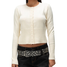 (L, Beige) Women's Autumn Sweater Cardigan Long Sleeve O Neck Button Up Solid Color Knitwear
