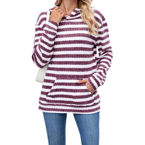 (L, Fuchsia) Sweat à capuche avec poche.