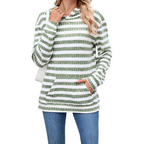 (L, Turquoise) Sweat à capuche avec poche.