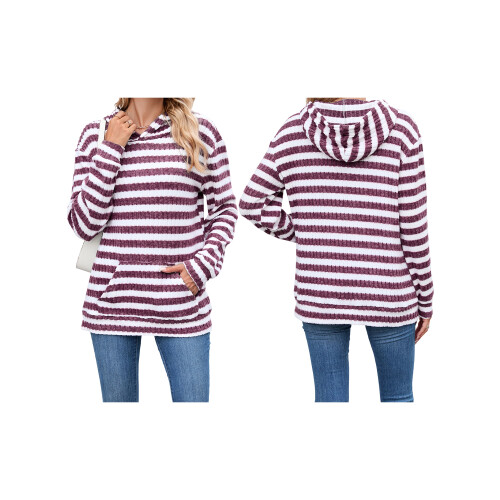(L, Fuchsia) Sweat à capuche avec poche. 1