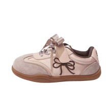 Boy Girl New Sneakers Bow Print Comfort Breathable Leather Trainers Dance Flat Shoes With Bow Skin Friendly Fabric For Kid
