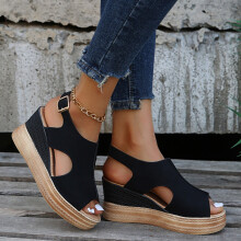 Sandalias cómodas para mujer, sandalias elegantes de verano con tira trasera, cuñas con punta abierta, tacones altos, sandalias de playa, tallas