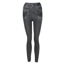 Jean slim gris uni, coupe droite décontractée, taille mi-haute, taille S