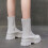 Women's Round Toe Lace-up Platform Boots 38 6