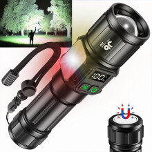 Wiederaufladbare taktische Taschenlampe von ZCFlashlights, 1.000.000 Lumen, 9 Leuchtmodi, 5000 mAh, magnetisch, geeignet für Camping, Wandern und