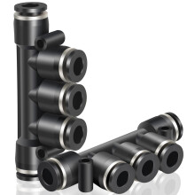 TAILONZ PNEUMATIC 10MM OD 5 Pcs Straight Push Connectors Plastic Quick Release Connectors Air Line Fittings PK-10 (5 Way)