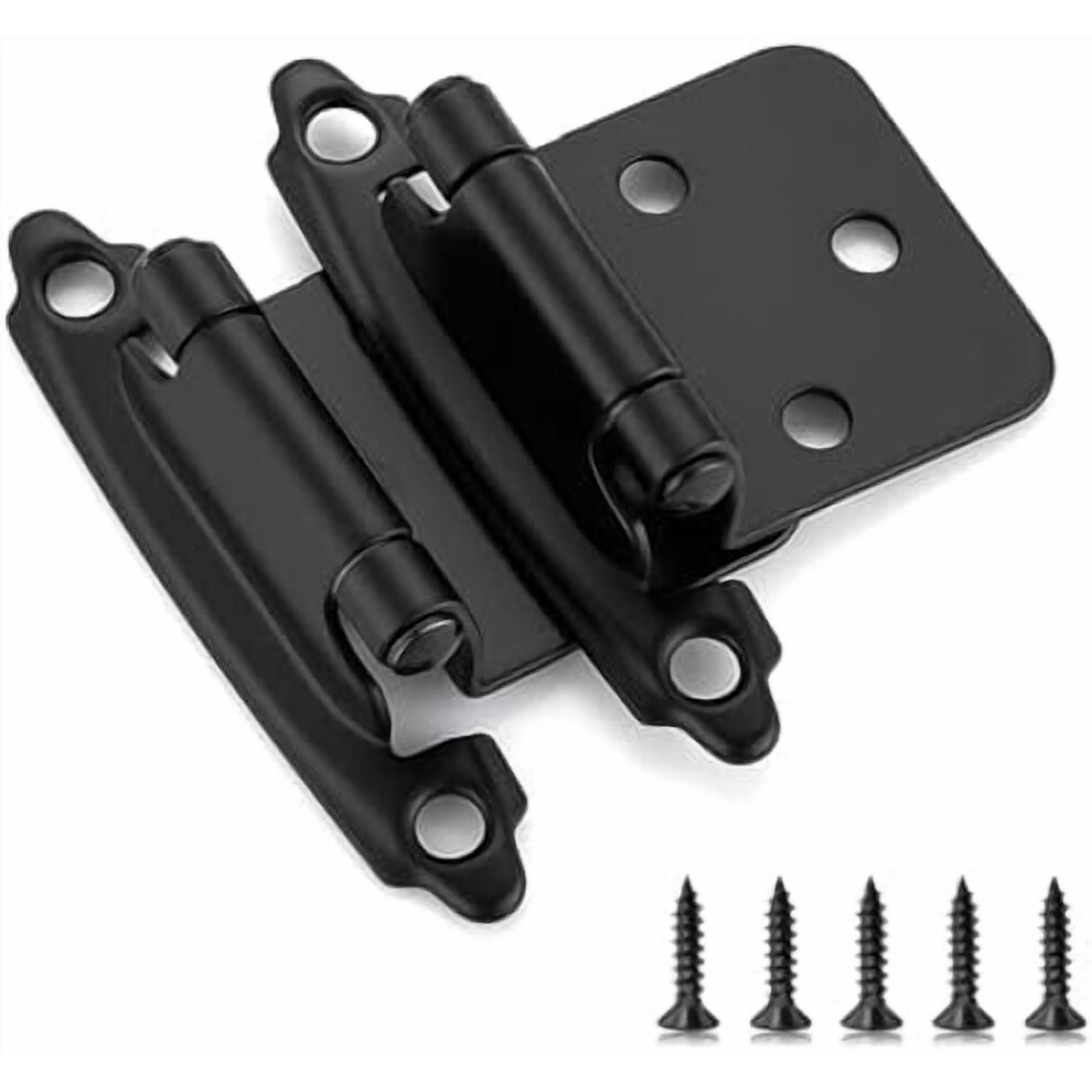 60-Pack (30 Pairs) 1/2" Overlay Self-Closing Semi-Concealed Cabinet Hinges, Matte Black, With Door Bumpers Â Compatible With Standard Cabinets 9558633774450
