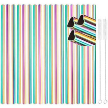18PCS Heart-Shaped 304 Stainless Steel Straws with Brushes – Reusable, Food-Grade, Rainbow Set for Tumblers & Cocktails