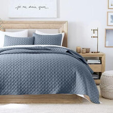 Ensemble de couette Queen bleu poudré 3 pièces – Couette d'été légère en microfibre + 2 taies d'oreiller, motif nuage, couvre-lit moderne