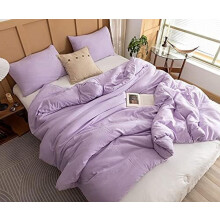 Set de pilotă King Size Lavandă, 3 bucăți (1 pilotă Boho Mov și 2 fețe de pernă), lenjerie de pat moale, cuvertură ușoară, pătură, pilote