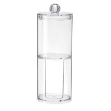 Boîte de rangement ovale bleue pour 3 cotons-tiges, compartiments empilables.