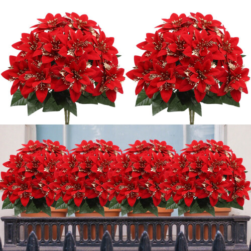 13 tommer kunstige julestjerneblomster udendørs UV-resistente 1