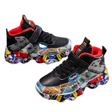 Kindersneakers met lichtjes en knipperende details voor meisjes en jongens, makkelijk te sluiten, hoge canvas sneakers (zwart, maat 11 Little Kid)