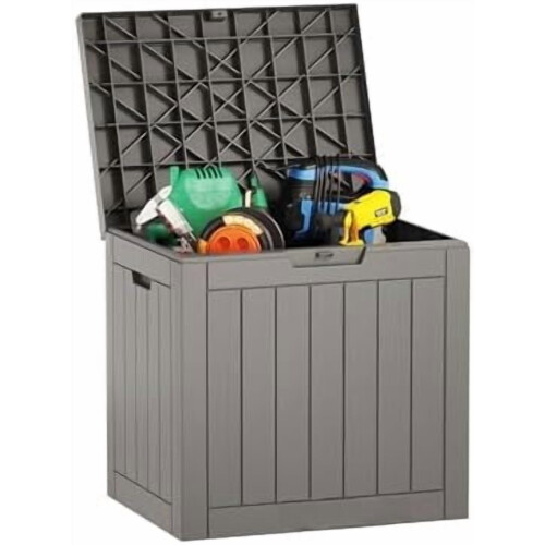 Outdoor Storage Box Waterproof 31-Gallon Grey