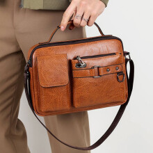 Ανδρική Τσάντα Laptop Crossbody από Υφασμάτινο Δέρμα 29x20x7cm