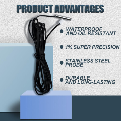 Innfeeltech 5 Pcs Waterproof Digital Thermal Temperature Sensor Probe 2M NTC 100K Ohm 3950 1% 2
