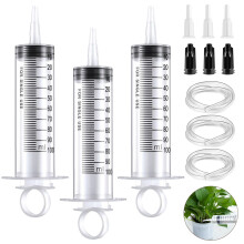 3PCS Syringe 100ml Large Syringe with 3 Catheter Tips and Tubes suitable for Liquid and Oil Suction Scientific Lab Experiments Pet Feeding Watering a