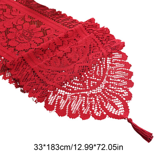 Chemin de table de Noël en dentelle rouge 183 x 33 cm 2