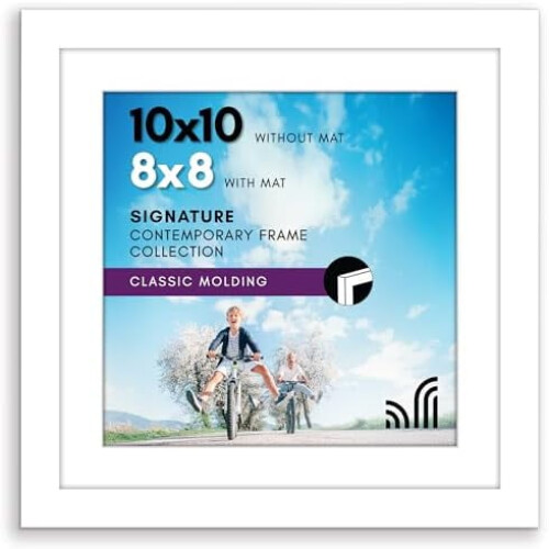 White Square Picture Frame 10x10 with Shatter-Resistant