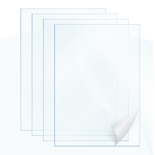 4 Pack A4 Polycarbonate Sheets, 1mm Thick Clear Acrylic Sheet,