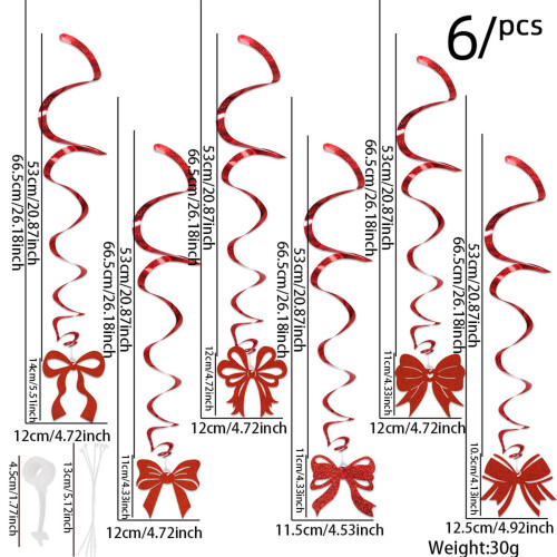 Bow Dangler Decorations Spiral Pendant 6-Pack 2
