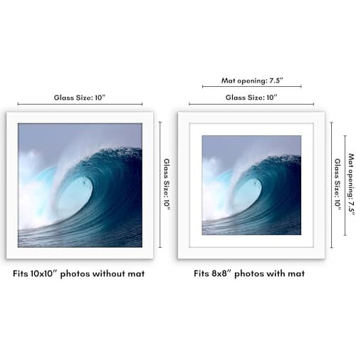 White Square Picture Frame 10x10 with Shatter-Resistant 2