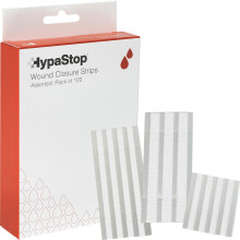 Safety First Aid Group HypaStop Assorted Hypoallergenic Wound Closure Strips, Pack of 122 - Sterile, Latex-Free