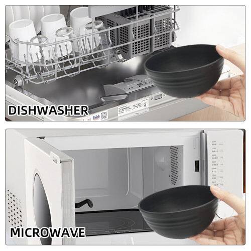 Wheat Straw Dinnerware Set Black 16-Piece 2