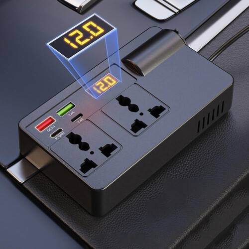 Um inversor para veículo (12V/24V para 220V CA) com visor digital. 1