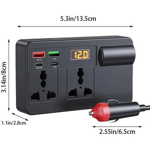 Um inversor para veículo (12V/24V para 220V CA) com visor digital. 2