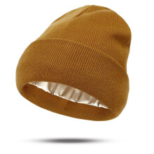 Bonnet en maille doublé de satin pour femmes et hommes, taille unique