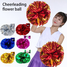 opvise Cheerleading Pom Poms Shining Contrast Color Decorative with Long Handle Full Shape Create Atmosphere E
