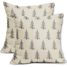 Capas de Almofada com Estampa de Árvore de Natal, 45x45 cm, Conjunto com 2, Estampa Rústica Vermelha de Inverno, Decoração Vintage de Fazenda