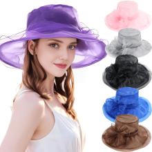 Sombrero de fiesta de té para mujer/niña, tocado, iglesia, funeral, cóctel, velo de organza británico, sombrero de vestido, gorra