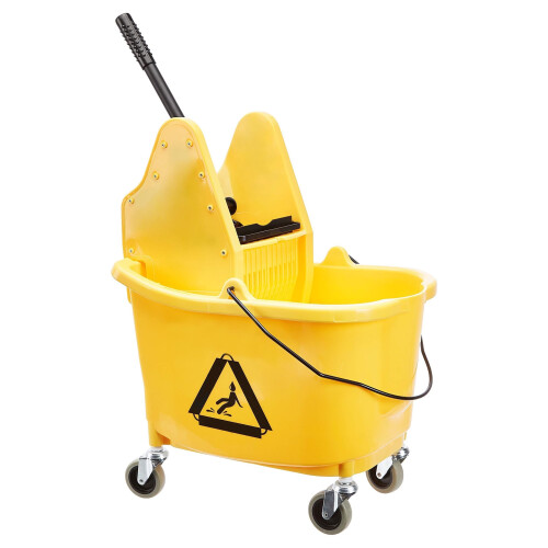 Amazon Amazon Basics Rectangular Kentucky Mop Bucket with Durable Wheels and Down Press Wringer Combo, 33 liters, Yellow