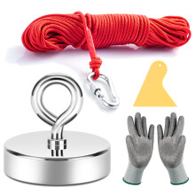 Neosmuk Fishing Magnet, 500 lb+ Giant Rare Earth Magnets with Rope, Large and Big 2.5 inches Diameter Disc Magnetic Fishing Kit for Tools, Heavy Duty