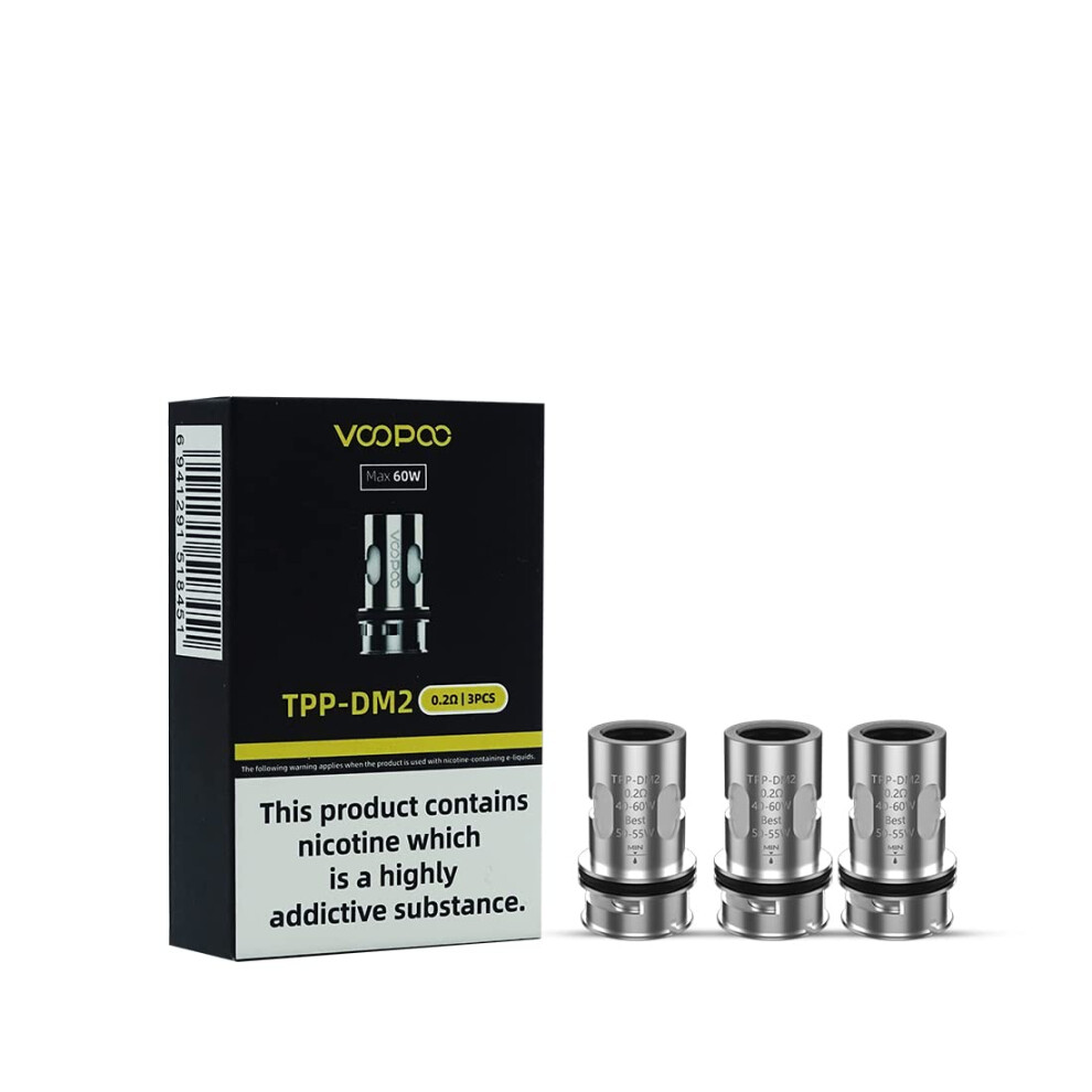 Voopoo Tpp Replacement Mesh Coils, Pack Of 3, Dm1 0.15 Ohms / Dm2 0.2 Ohms (Nicotine Free, Dm2 0.2 Ohms)