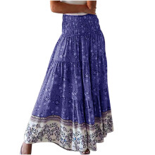 VERUGU Dames Maxi Rok met Hoge Taille en Elastische Taille, Boho Bloemenprint, Lange Rok, Zomerse Casual Strandrok, Losse Geplooide Rok, Feest- en