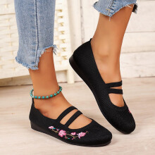 Saldi estivi! Scarpe eleganti da donna, modello Lazy Flat Sole Single, scarpe da lavoro traspiranti in tessuto per tutte le stagioni, nere, taglia US