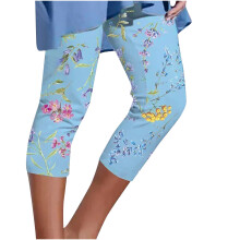 Capri broek voor dames met bloemenprint, casual, zomerse, lichtgewicht, elegante capri broek.