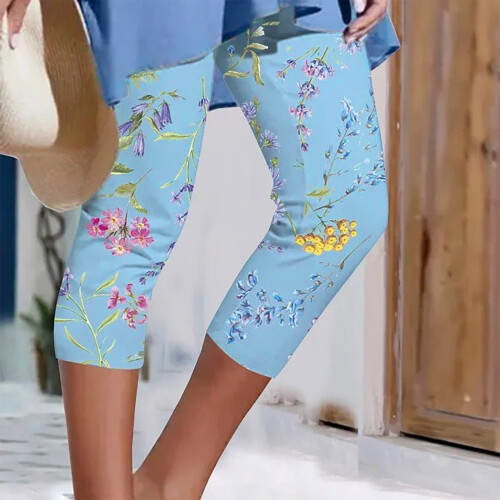 Κάπρι για γυναίκες Floral Print Casual Καλοκαιρινό Ελαφρύ, Κομψό Κάπρι 1