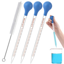 10ml Glass Pipettes Dropper, Lab Graduated Dropper for Liquid Essential Oil, Glass Transfer Pipette with Rubber Bulb and Cleaning Brush (3 pieces)