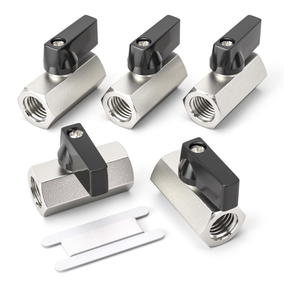 Bwintech 2 Pcs 3/8" Bsp Female Nickel Plated Brass Mini Ball Valve Shut-Off Valve 78809727