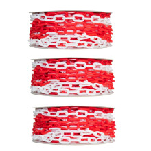 3Pcs High Visibility 25 Meter Plastic Chain - Red and White | 6MM Plastic Chain Barrier for Traffic Control and Parking Space Management (3)