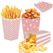 24pcs Popcorn Favor Boxes - Striped Paper Sweet Candy Containers, Retro Popcorn