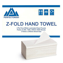 Perfectonish Z Fold Soft Hand Paper Towel 2-Ply in Packs of 200, 1000, 2000 & 3000 Sheets Dispenser Friendly White Disposable Hand Towels (200)