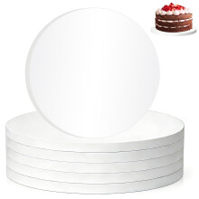 6 Pcs White Cake Board 10 Inch, Round 10 Inch Cake Board 12mm Thick, Sturdy Cardboard Cakes Base for Cakes Decorating Baking Display, Decorating Birt