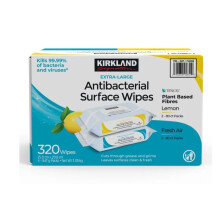 Kirkland Signature Extra-Large Antibacterial Surface Wipes, Lemon/Fresh Air Scent 320 pack